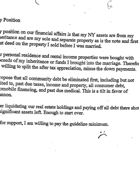 Michael Falk's 2006 Position of Falk community property