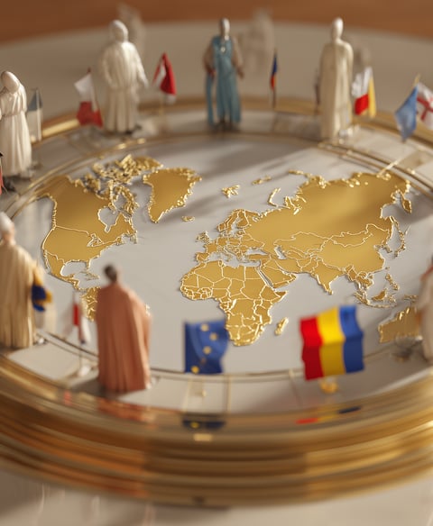 Illustration symbolique des États, ONG et entités pouvant bénéficier d'une représentation diplomatiq