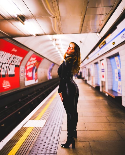 FTSH Studios model (s) Shannon Huxley UK Fetish Model UK Fetish Model, mistress, latex catsuit, pvc coat, london underground,