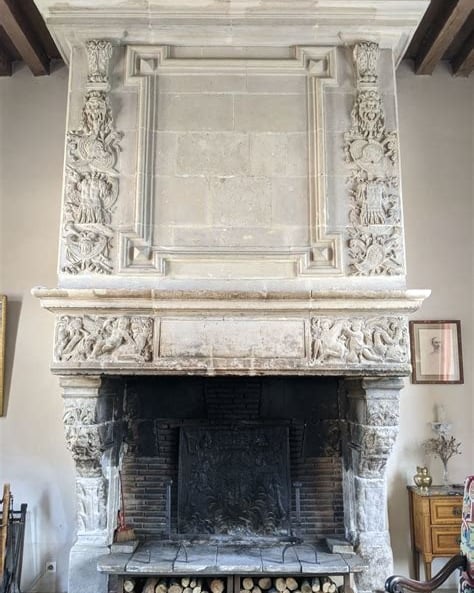 One of the grand fireplaces,