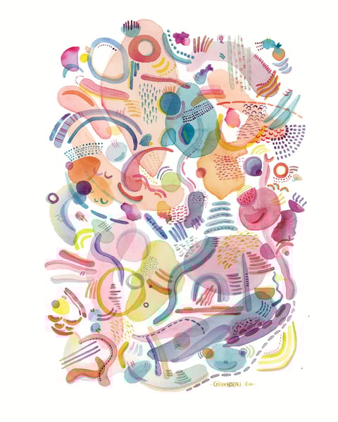 Aquarelle abstraite géométrique colorée