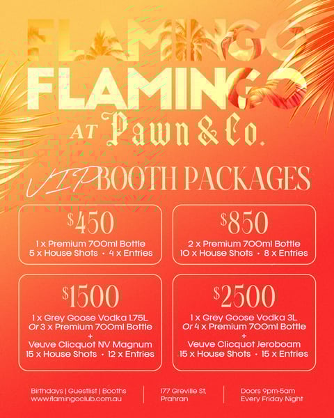 Flamingo VIP Booth Packages
