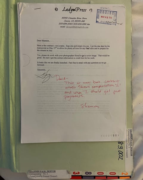 Shannon Falk's book Contract