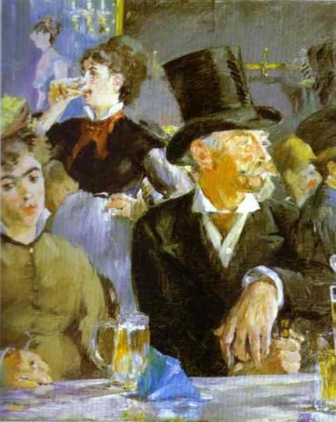 a painting of a man in a top hat and a woman in a top hat