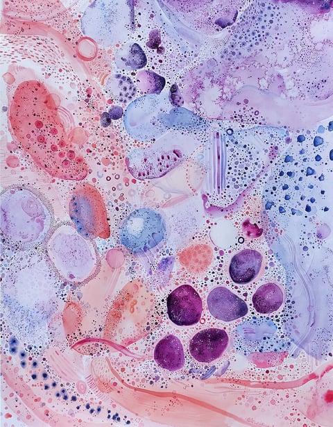 Aquarelle abstraite sur le thème du rêve, formes géométriques