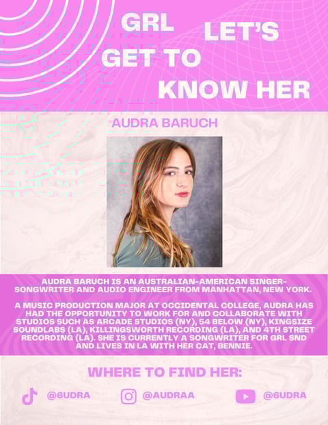 Bio for GRL LET'S WRITE, songwriting camp hosted by Audra Baruch