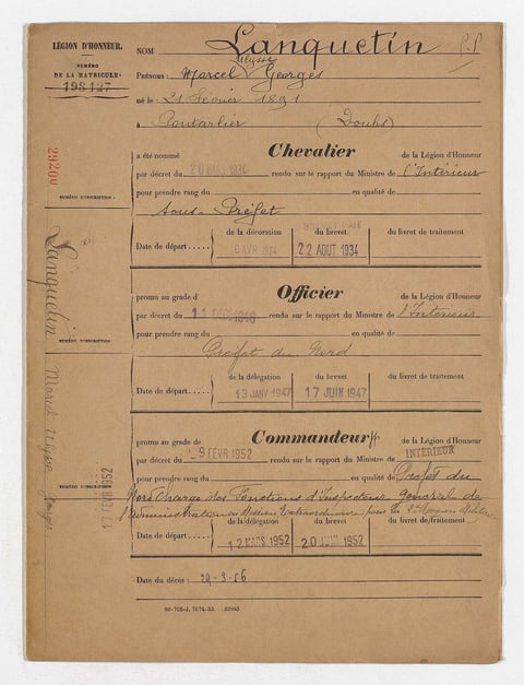 Légion d'honneur M Lanquetin