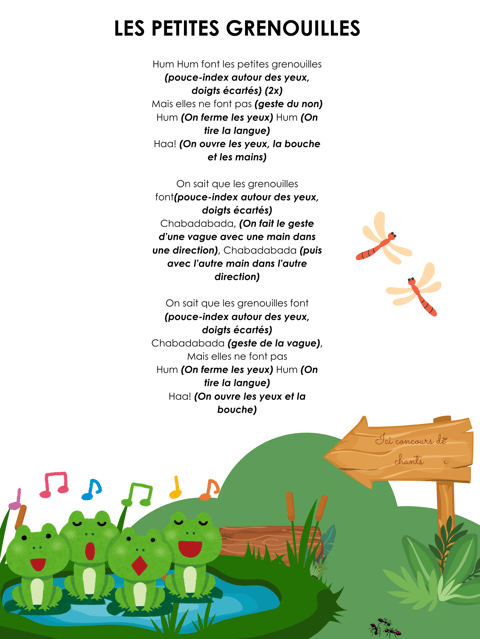 paroles : les petites grenouilles 