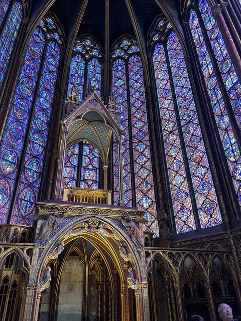 a church with a large stained glass window