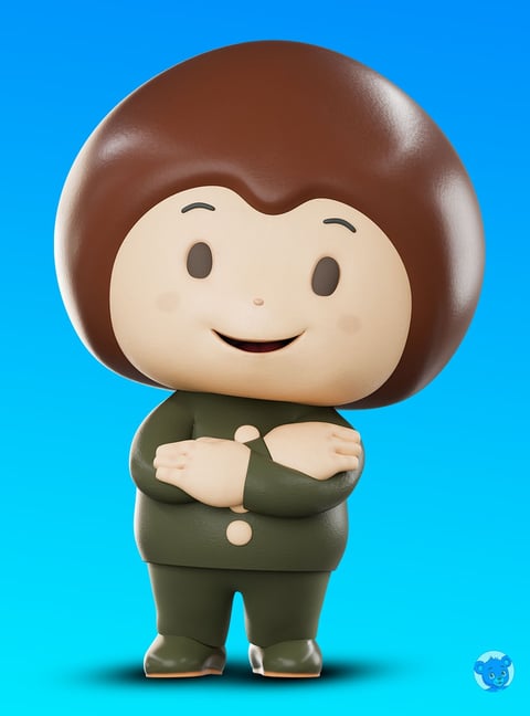 Projeto de mascote 3D personalizado criado pela Produtora Movement