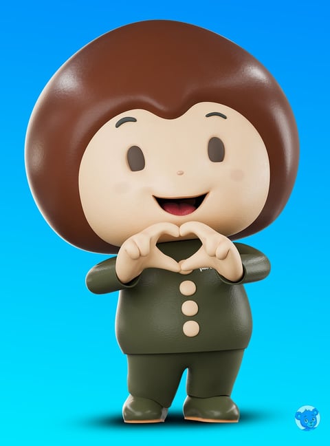 Projeto de mascote 3D personalizado criado pela Produtora Movement