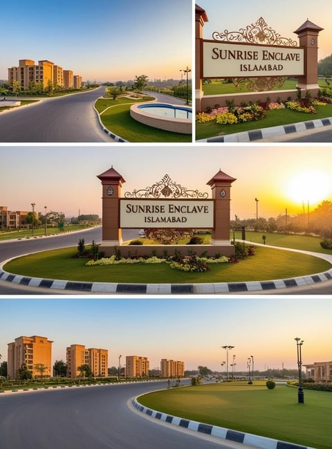 a sign that says sunrise over a city