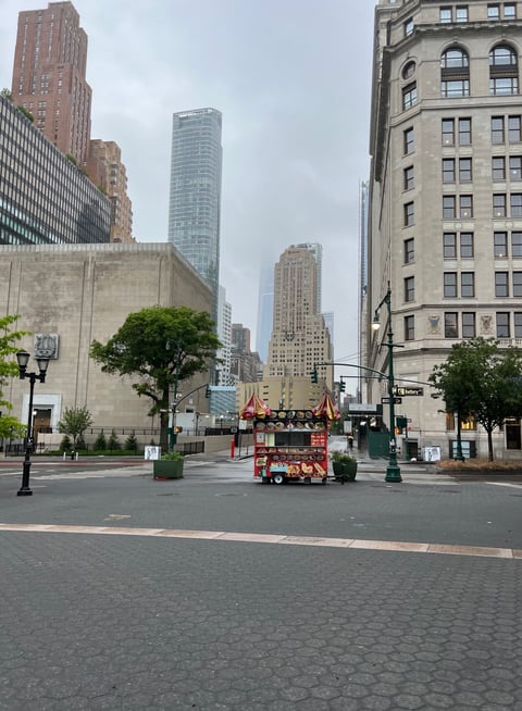 Street Vendors Setting up along Bowling Green