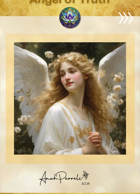 Fairhaired angel of Truth, white and pure, gold and peaceful.