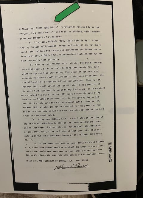 Michael Falk Trust Number 2 from Samuel Falk