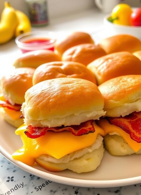 a plate of sandwiches with cheeseburger sandwiches