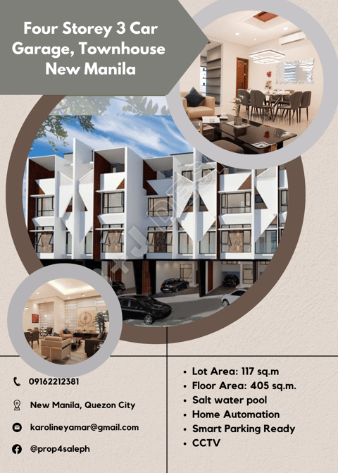 4 Storey 3 Car Garage Townhouse in New Manila