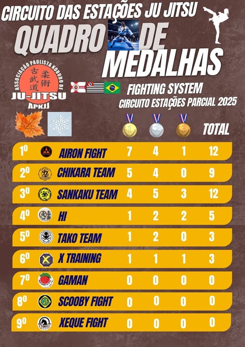 ranking geral fighting system do circuito das estações