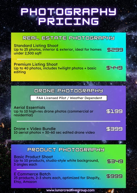 Lunar Creative Group - Photography Pricing