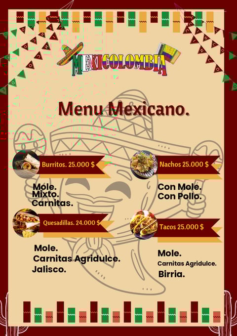 Menú Colombiano Restaurante Mexicolomiba Circasia Quindio