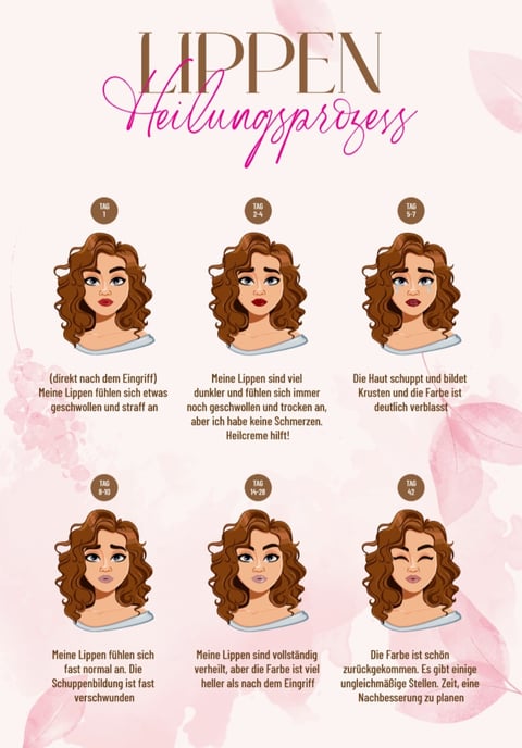 Permanent Make-up Lippen Lippenkontur Lip Blush Schattierung Abheilung Heilungsprozess