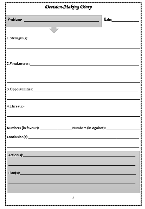 Decision making Diary Page