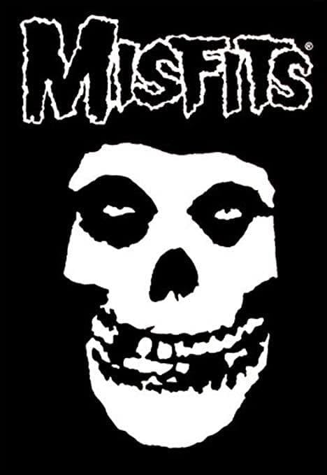 Capa do álbum 'Walk Among Us' do Misfits com caveira punk icônica.