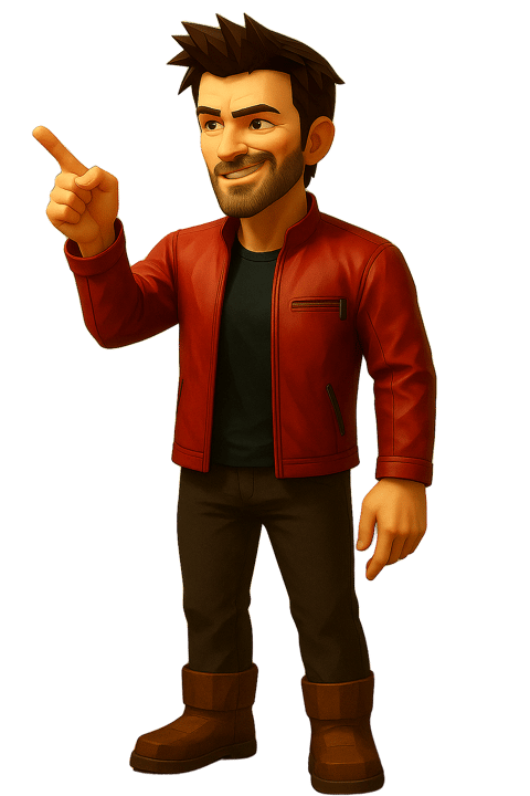 Rob Phillimore AI avatar pointing right