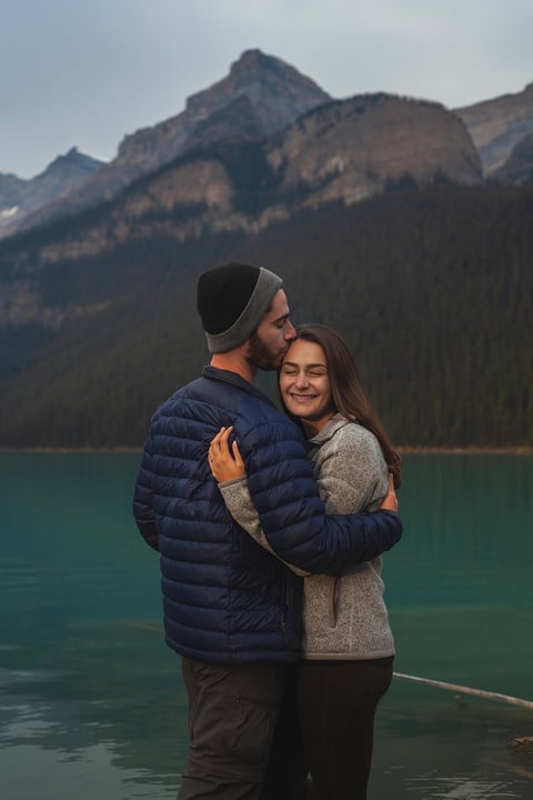 Banff photographer photographing a couple at Lake Louise