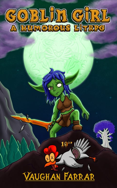 Goblin Girl, Book Cover, Vaughan Farrar, Lit RPG, Green Moon, Video Game