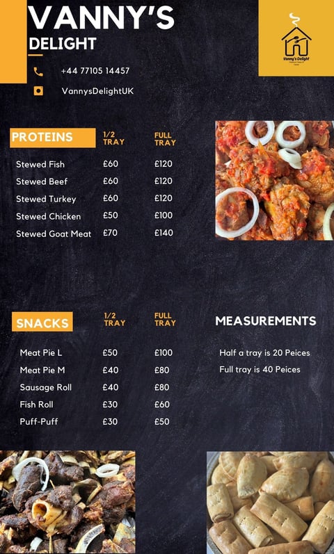 Proteins and Snacks Vanny's Delight Menu