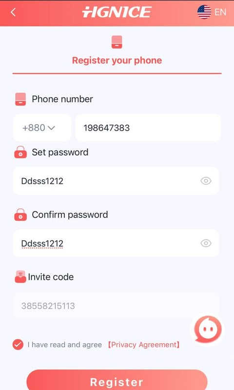 how to register hg nice game account