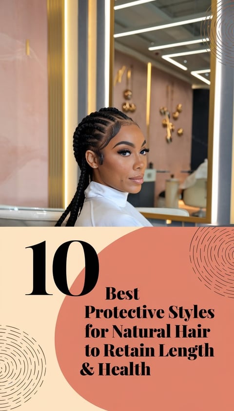 A photo of a Black woman with a freshly styled, sleek flat twist hairstyle. She is seated in a luxurious beauty salon with mo