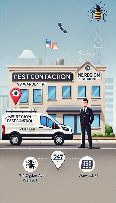 NE Region Pest Control LLC office at 98 Ogden Ave, Warwick, RI – contact for 247 professional pest control services with lice