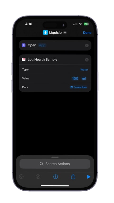 how to edit liquisip shortcuts, apple shortcut