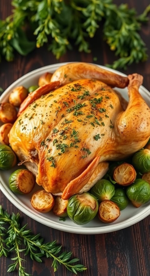 a chicken breasty roasting chicken with potatoes and potatoes