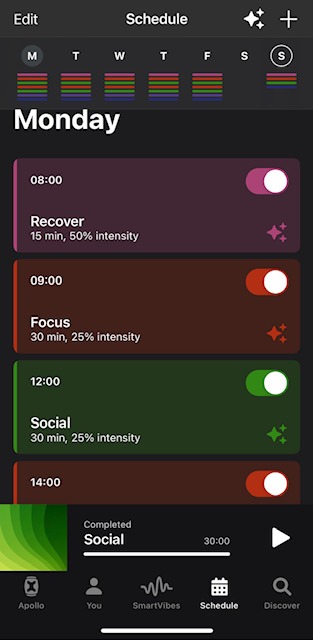Apollo neuro schedule to reduce stress, improve focus and get productive