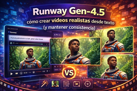 Runway Gen-4.5: cómo crear vídeos realistas desde texto (y mantener consistencia)