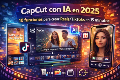 CapCut con IA en 2025: 10 funciones para crear Reels/TikToks en 15 minutos