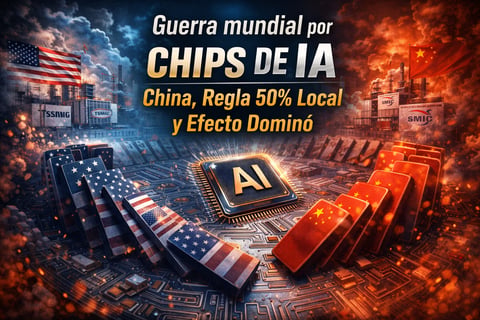 Guerra mundial por chips de IA: licencias a fábricas en China, regla del 50% local y el efecto dominó