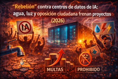 “Rebelión” contra centros de datos de IA: agua, luz y oposición ciudadana frenan proyectos (2026)