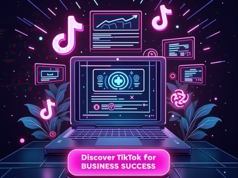 futuristic image of a laptop with tiktok logos
