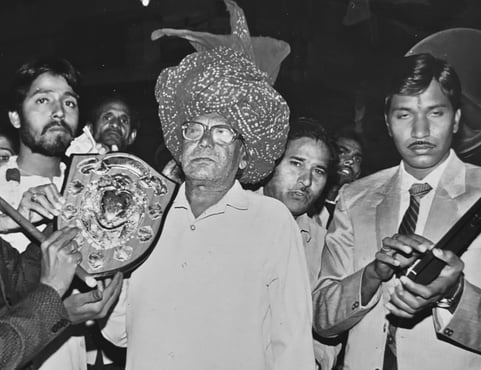 Founder of Manohar Brass Band, Jagdish Prasad, being awarded for Best Band in Ajmer.
