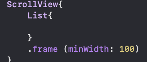 Snippet ScrollView containing a List