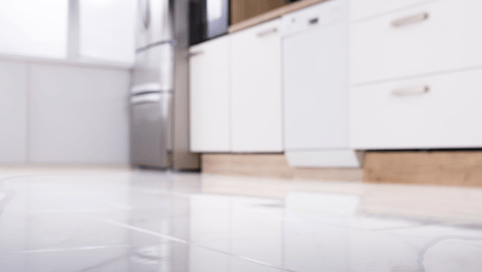 a mouse mouse on the floor of a kitchen