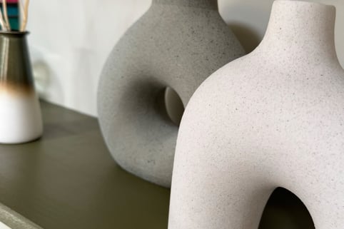 Deux vases posés sur un meuble