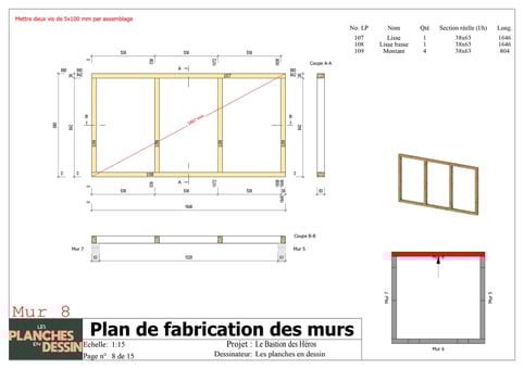 Plan de fabrication des murs