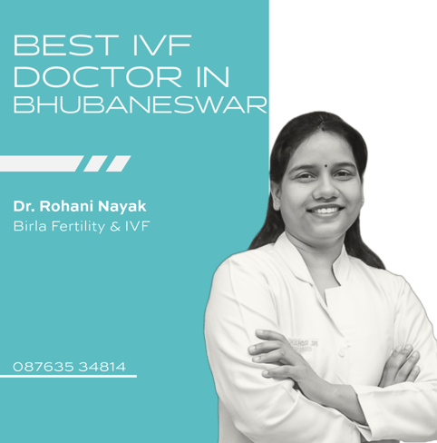 A design highlighting Dr. Rohani Nayak as the best fertility specialist in Bhubaneswar