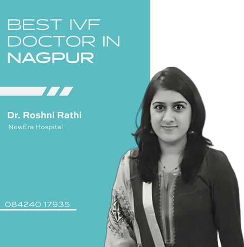 A design highlighting Dr. Roshni Rathi as the best fertility specialist in Nagpur