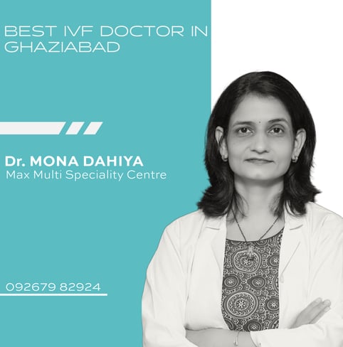 A graphic showcasing Dr. Mona Dahiya recognized as the Best IVF Doctor in Ghaziabad